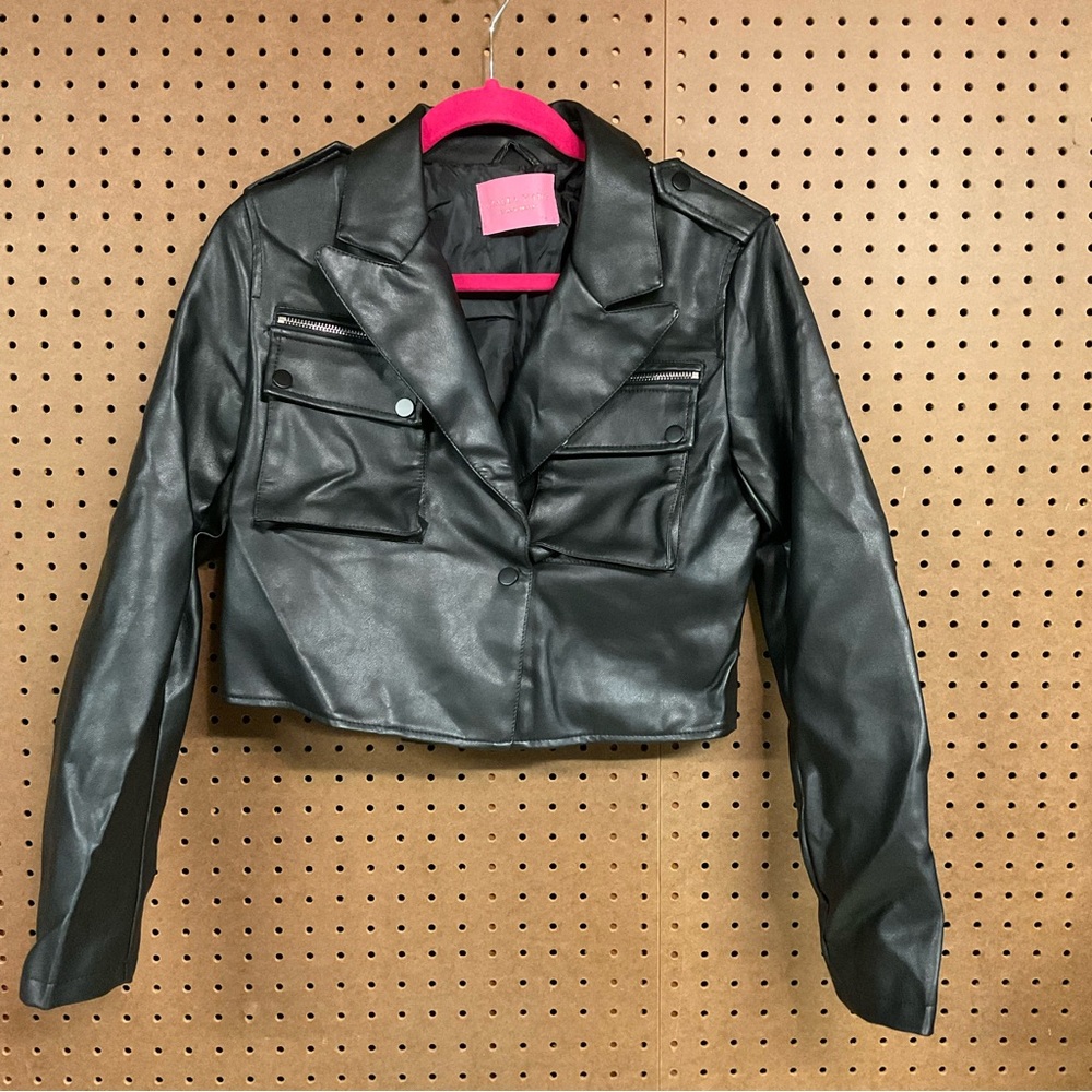 AZALEA WANG BLACK FAUX JACKET